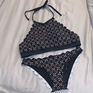 Patterned Navy and Nude Bathing Suit